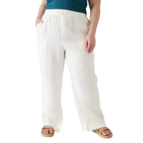 Size 22 (2X) - ATHLETA - Retreat Linen Wide Leg Pant White NEW $99 msrp - Picture 1 of 3